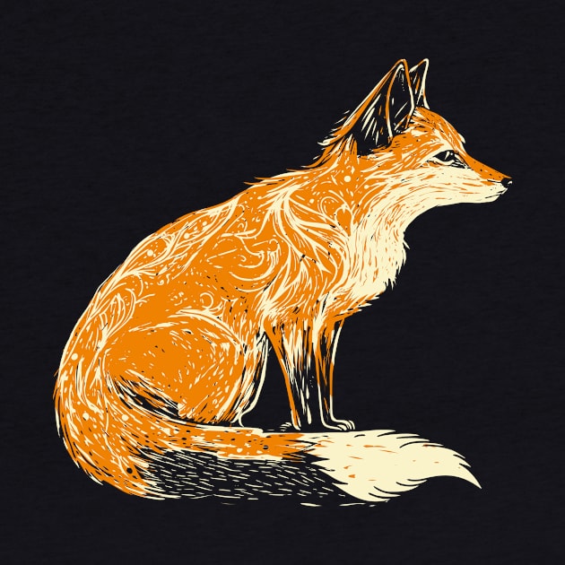 linocut fox by kharmazero